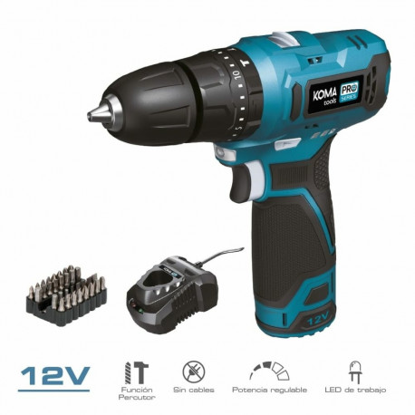 Drill and accessories set Koma Tools 12 V