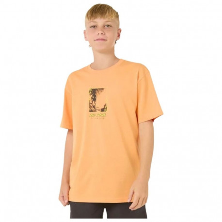 Child's Short Sleeve T-Shirt Rip Curl Raw Energy Frame Tee Orange - 10 Years