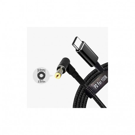 Fusion notebook charging cable USB-C to Asus 5.5 x 2.5 mm | 18.5V-20V | 100W | 1.8m