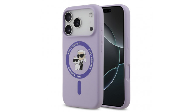 Karl Lagerfeld Apple iPhone 17 Pro Liquid Silicone Karl and Choupette MagSafe Case Purple