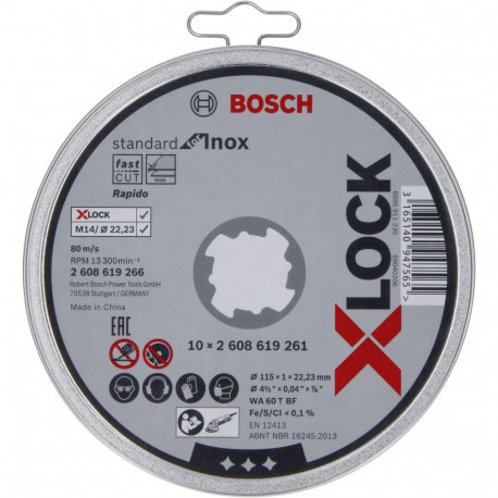 Bosch X-LOCK Cutting Disc Set Inox   10x115x1mm