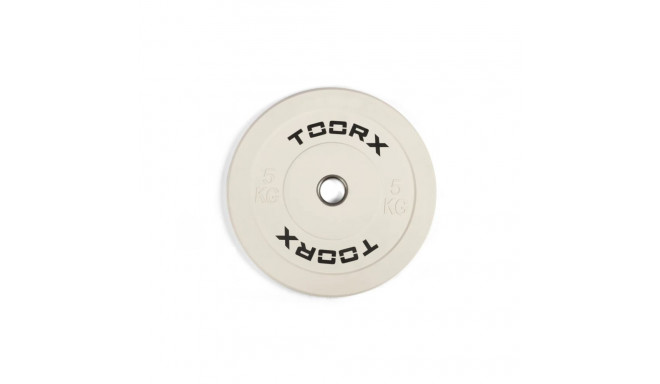Raskusketas TOORX Bumper Plate Challenge, valge, 50 mm, 5 kg