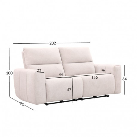 Recliner sofa MATIAS 3-seater with electric mechanism, light beige