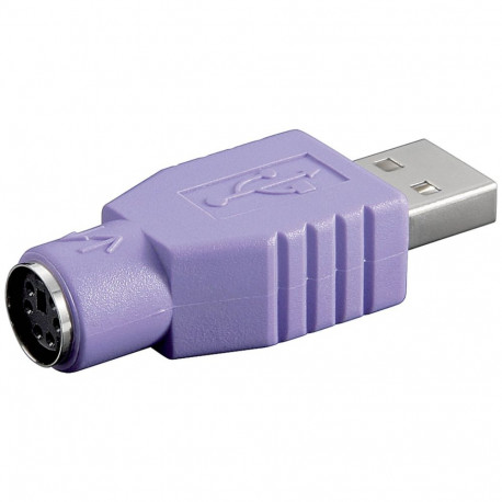 USB 2.0 adapter USB-A pistik > PS/2 pesa kombo-klaviatuuri jaoks, violetne