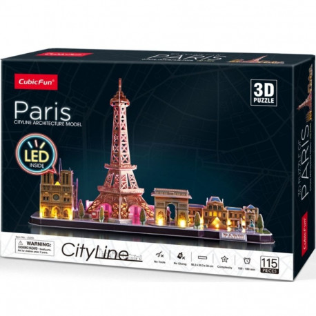 Puzzle 3d led city line paryż