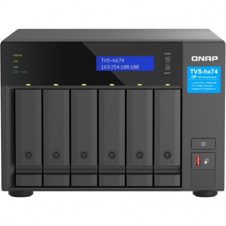 "QNAP TVS-H674-I3-16G 6-bay QuTS hero NAS Intel Core i3-12100 4-core/8-thread up to 4,3GHz 16GB SO-D