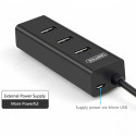 HUB 4x USB 3.0; BC1.2; BLACK; Y-3089