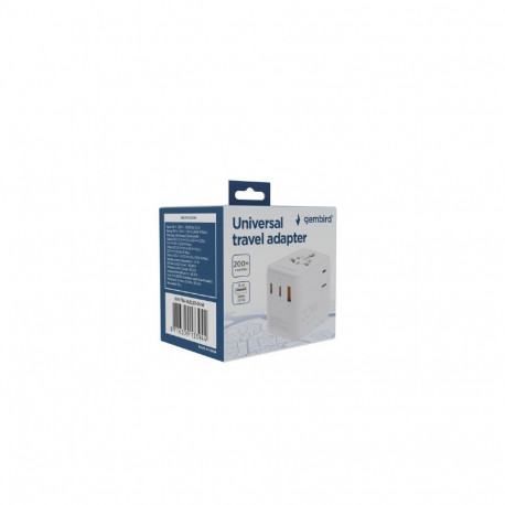 Gembird universaalne reisivooluadapter TPA-1A2C20-01-W 20W