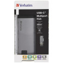 Verbatim USB-C jaoturi adapter - USB-C/3xUSB-A 3.0/HDMI/Ethernet/SD/microSD alumiinium 49142