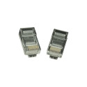 Modular plug 8P8C for solid LAN cable CAT5, UTP, 10 pcs. per bag | Modular 8P8C RJ45 plug, 30u” gold