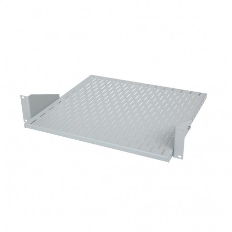 Fixed shelf 19´´ 400mm, 2U, with movable ears RAL 7035 grey