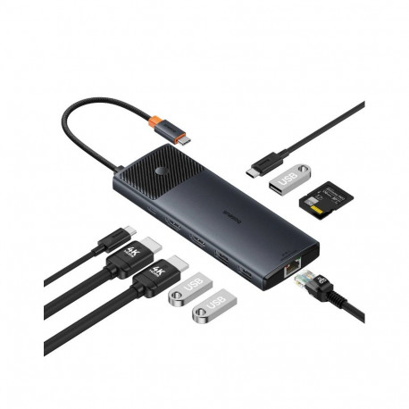 Docking Station 1in10 USB C pistik - 2xHDMI RJ45 SD/TF USB3 BASEUS