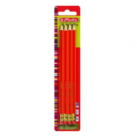 Herlitz harilik pliiats 4 tk bl.terit.HB kummiga