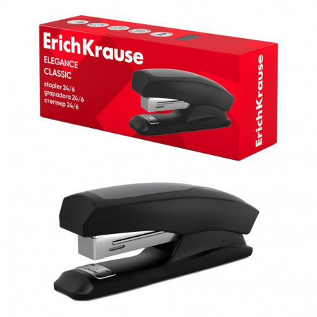 Stapler №24/6 Half-strip ErichKrause Elegance Classic, up to 30 sheets, black (box 1 pc)