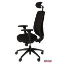 Töötool SUN-FLEX HB 250505 peatoega, regul. käetoed/kangas Onyx Black+must alum. jalarist