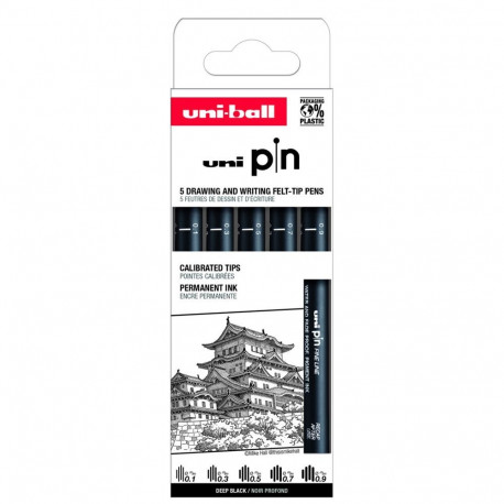 Tindipliiats Uni Pin komplekt  5 pliiatsit