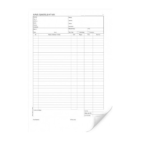 Arve-saateleht A4 isekopeeruv raamat (100lehte)