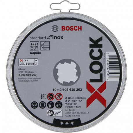 Bosch cutting disc set X-LOCK 10x125x1mm Std Inox