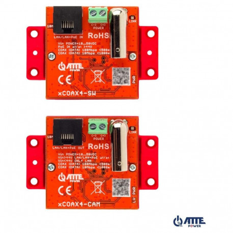 Aktiivsete konverterite komplekt Etherneti ja PoE edastuseks ATTE xCOAX4-SET