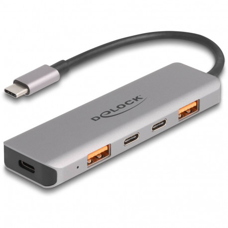 "DELOCK USB 10 Gbps 2 Port USB Typ-A + 2 Port USB Type-C Hub mit USB Type-C Anschluss und PD 95 Watt