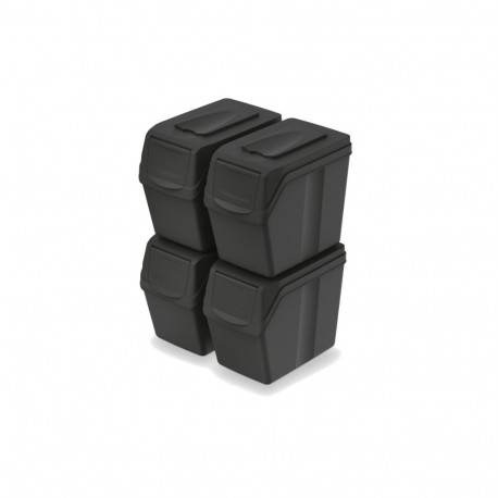 KEDEN SORTIBOX WASTE BIN 20L SET 4 - BLACK RECYCLING