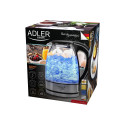 Adler | Kettle | AD 1225 | Standard | 2000 W | 1.7 L | Glass | 360° rotational base | Transparent/St