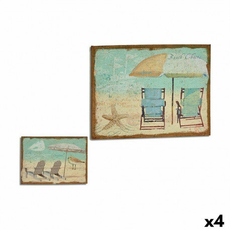 Canvas Gift Decor 19L012B-2-1 19L012B-2-1 Beach 70 x 3 x 50 cm (4 Units)