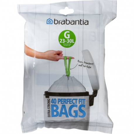 Brabantia PerfectFit Bin Liner Type G 25-30 L, 40 Bags