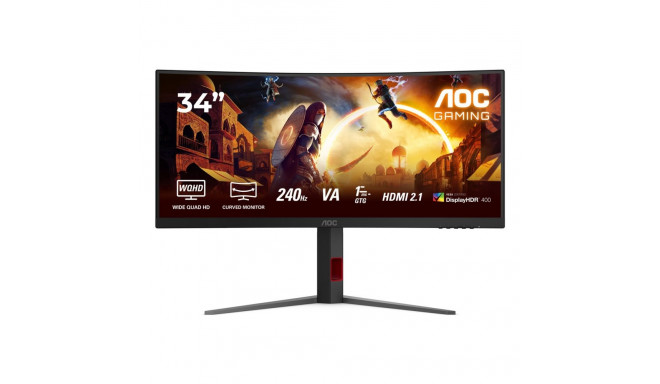 AOC G4 CU34G4Z arvutimonitor 86.4 cm (34") 3440 x 1440 pikslit Wide Quad HD LED must, punane