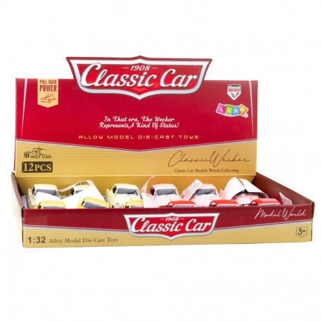 Klassikaline 50ndate metallist pull-back mehhanismiga auto avanevate ustega 1:32 mix