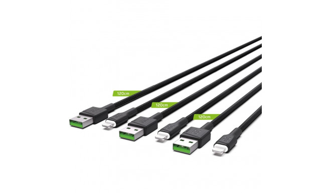 Green Cell USB-A - Lightning kaabel 1,2 m must (KABGCSET05)