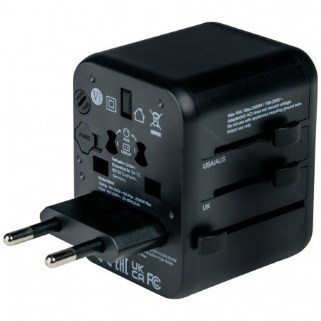 Verbatim Travel Adapter EU/UK/US 2xUSB-A/USB-C PD 20W UTA-02 black 49544