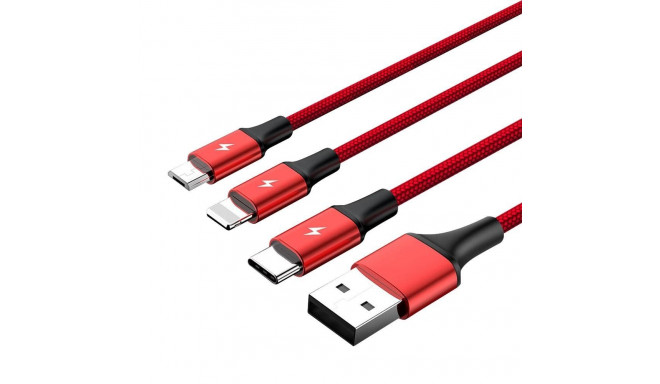 USB Cable - UNITEK C4049RD 1.2m USB A to USB C/Micro-USB/Lightning Red