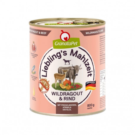 Dog Food - GRANATAPET Liebling's Mahlzeit Venison Ragout Beef Wet 800g