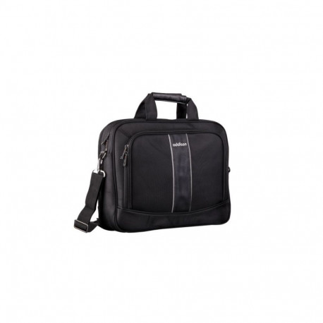 Laptop Case - Addison 309015 15.6" Three Compartment Nylon Briefcase Black