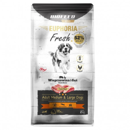 Dog Food - BIOFEED Euphoria Fresh Adult Medium & Large Pork & Goose 2kg
