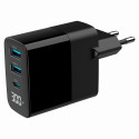 Mobile Device Charger - Gembird TA-UC-PDQC30LCD-BK-02 Universal AC Fast Charging Black