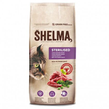 Cat Food - SHELMA Sterilised Beef Dry Cat Food 8kg 38% Protein Grain-Free