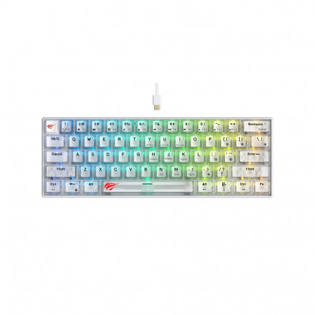 Gaming Keyboard - Havit KB903L Wired RGB 61 Keys 1.8m Cable Transparent White
