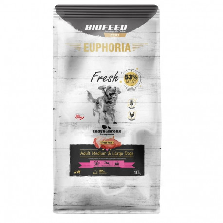 Dog Food - EUPHORIA Fresh Adult Medium & Large Turkey with Rabbit 12kg