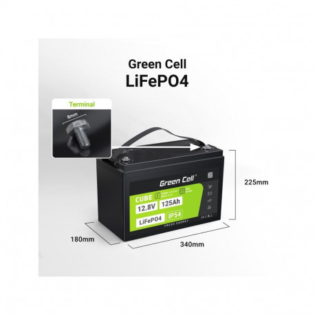 Battery - Green Cell CUBE LiFePO4 125Ah 12.8V 1600Wh