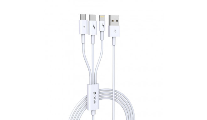 Devia cable 3in1 Smart EC141 USB - Lightning + USB-C + MicroUSB 1,2 m 2A white