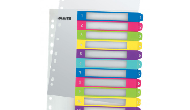 Registrilehed 1-12 värviline plast Leitz A4 Maxi 245x305mm, WOW Colour