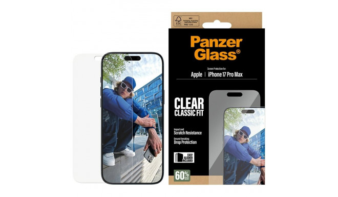 PanzerGlass Classic Fit EasyAligner Tempered Glass for iPhone 17 Pro Max