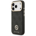 Guess 4G Strass Logo & Big Strap Metal Buttons MagSafe Case for iPhone 17 Pro - Black