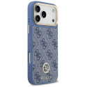 Guess 4G Strass Logo & Big Strap Metal Buttons MagSafe Case for iPhone 17 Pro Max - Blue