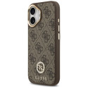 Guess 4G Strass Logo & Big Strap Metal Buttons MagSafe Case for iPhone 17 - Brown