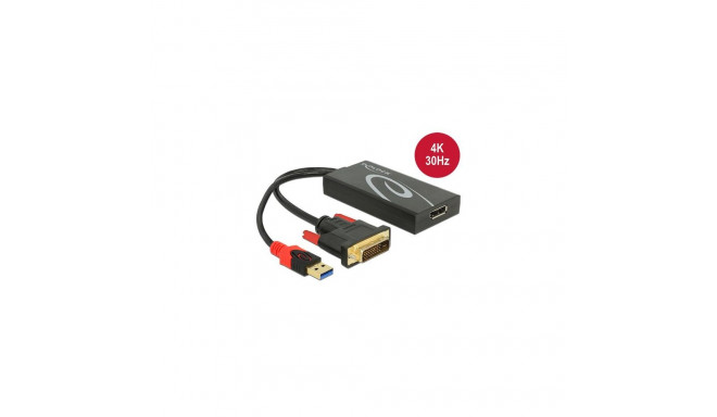 DeLOCK 0.3m, DVI 24+1 + USB-A/Displayport 20p DVI-D + USB HDMI Black