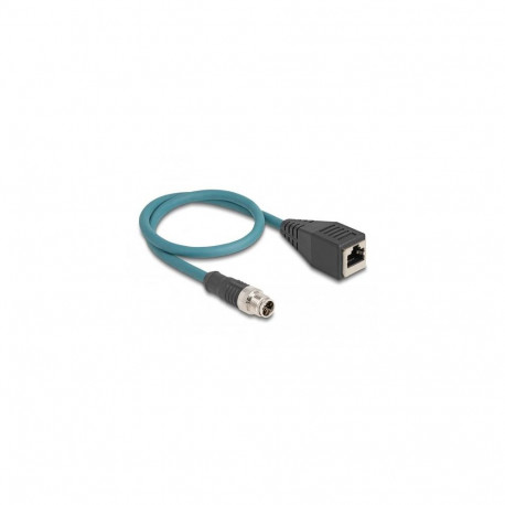 DeLOCK M12 Adapter Cable X-coded 8 pin male to RJ45 female 50 cm