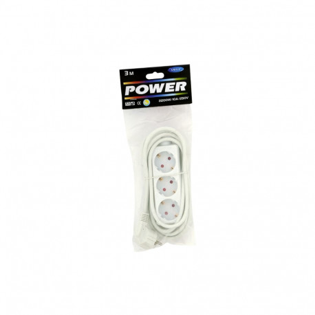 Extension cord 3-part white 3m